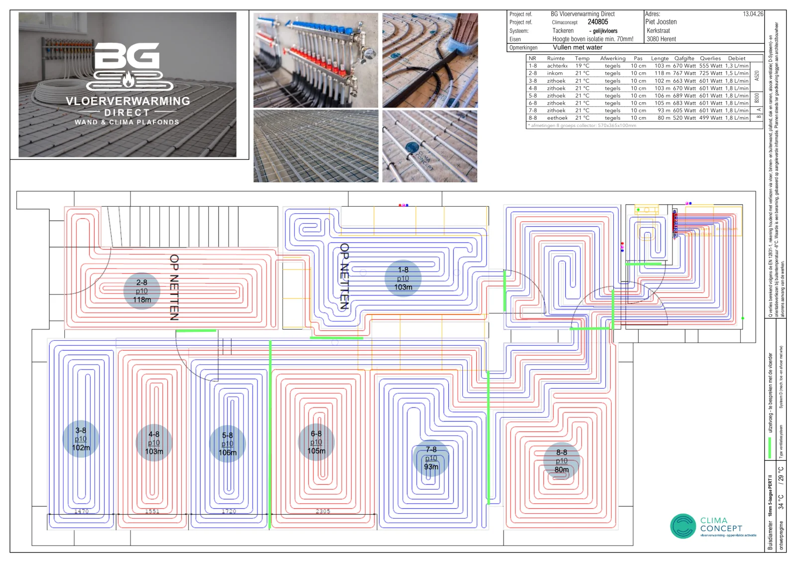 Voorbeeld vloerverwarmingslegplan